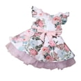 thumbnail image 2 of Sonducket Vestido de niña estampado Bowknot cinturón ropa de bebé ropa de bebé chico vestido de fiesta regalo conjuntos de ropa rosa 120cm, 2 of 6