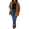 thumbnail image 3 of MODA NOVA Juniors Plus Size Long Sleeve Drawing Waist Fall Jacket 4X Brick Red, 3 of 8