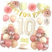 SKYSONIC 40th Birthday Decorations for Women Retro Birthday Balloons, Happy 40th Banner, Cake Topper, Pom Pom, Rose Number 40 Balloon for Her 40th Birthday Party Supplies