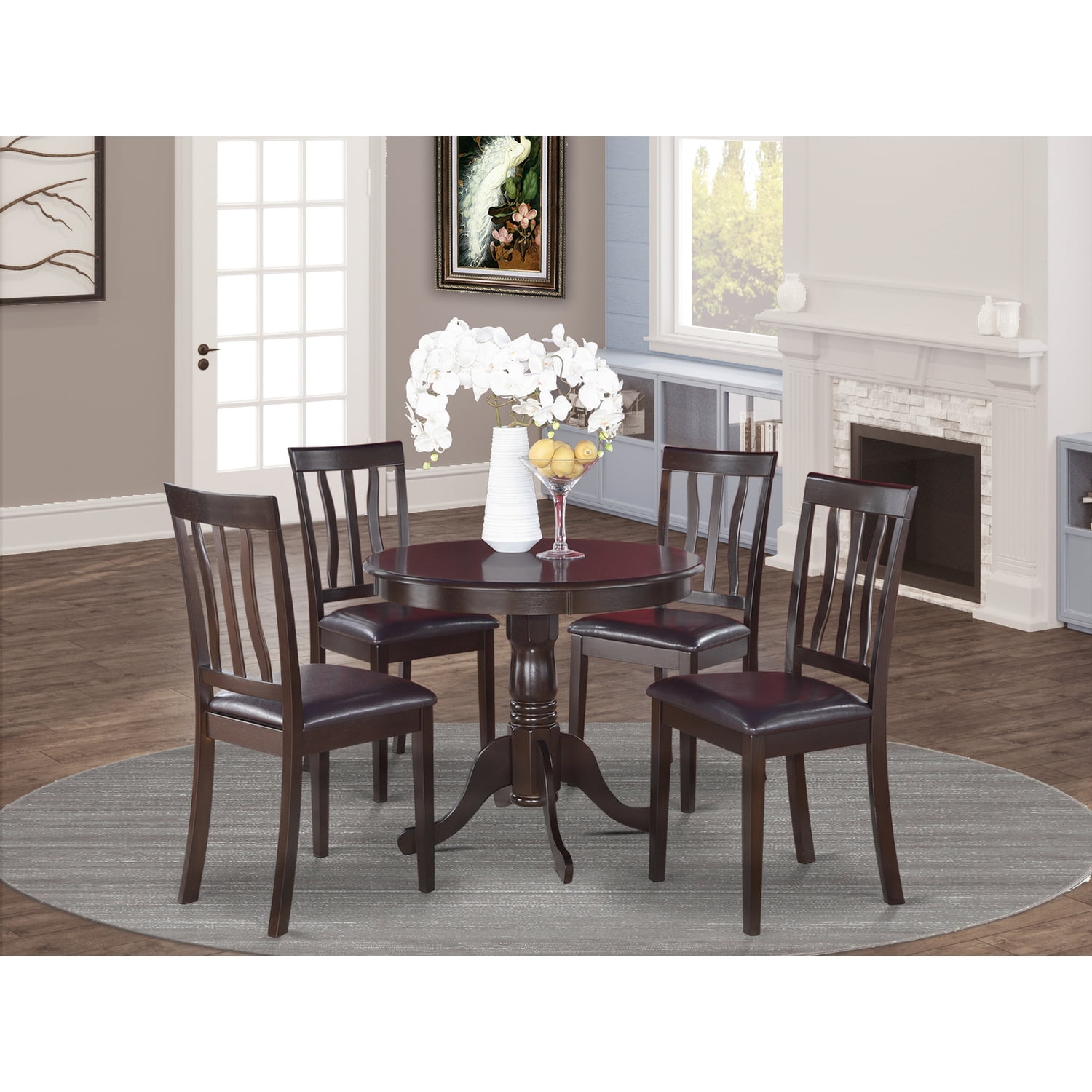 East West Furniture 5-piece Kitchen Table Set-finish:cappuccino,number 