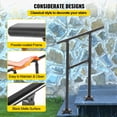 thumbnail image 6 of BENTISM Iron Handrail Stair Railing Hand Rail Kit Fit for 0-2 Step Outdoor Black, 6 of 9