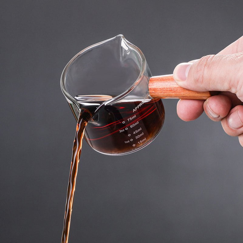 Yardwe Glass Creamer Pitcher Espresso Measuring Cups Double Spouts