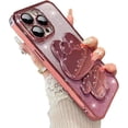 thumbnail image 7 of for iPhone 15 Pro Max Case,3D Cute Cartoon Rabbit Makeup Mirror Holder Bling Glitter Cover Electroplate Bumper Transparent Lens Film Women Girls Case for iPhone 15 Pro Max 6.7'', 7 of 7