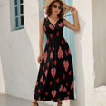 thumbnail image 5 of Red Hearts Pattern on Dark Background Dress Fashion Boho Beach Long Dresses Female Party Printed Maxi Dress, 5 of 9
