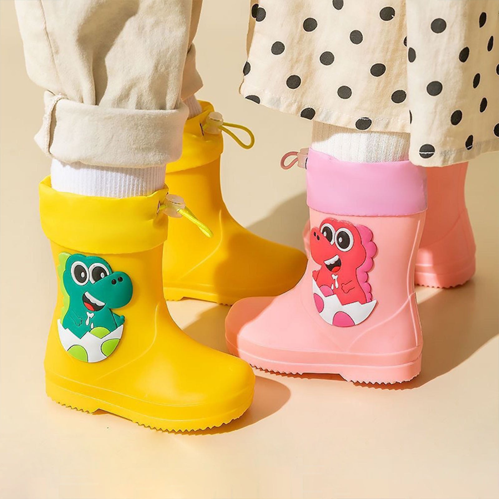Ociviesr Female Elastic Mouth 's Rain Boots Textured Soles Non Light Comfortable Rain Shoes For Primary School Students Boys Insulated Boots Wellies Toddler