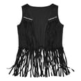 thumbnail image 5 of Women Fringe Vest 70s Hippie Suede Rivets Tassel Sleeveless Cowgirl Western Jacket Outerwear/Black/L, 5 of 5