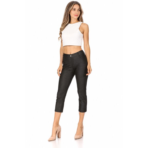 Women's Casual Comfy Slim Pocket Jeggings Jeans Capri Pants