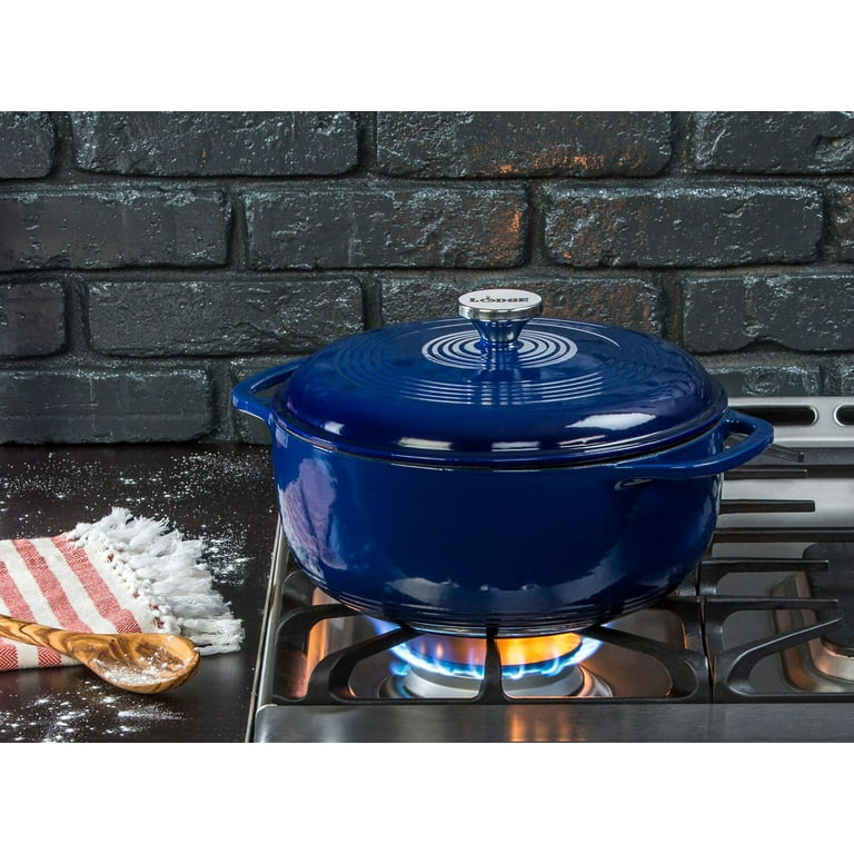 Lodge Enamelware 6 qt. Round Cast Iron Dutch Oven in Lagoon Blue with Lid  EC6D38 - The Home Depot