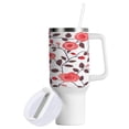 thumbnail image 2 of 40 Oz Car Handle Water Bottle Water Cup Water Bottle Water Jug Coffee Cup Travel Water Bottle Pink Roses Cute, 2 of 8