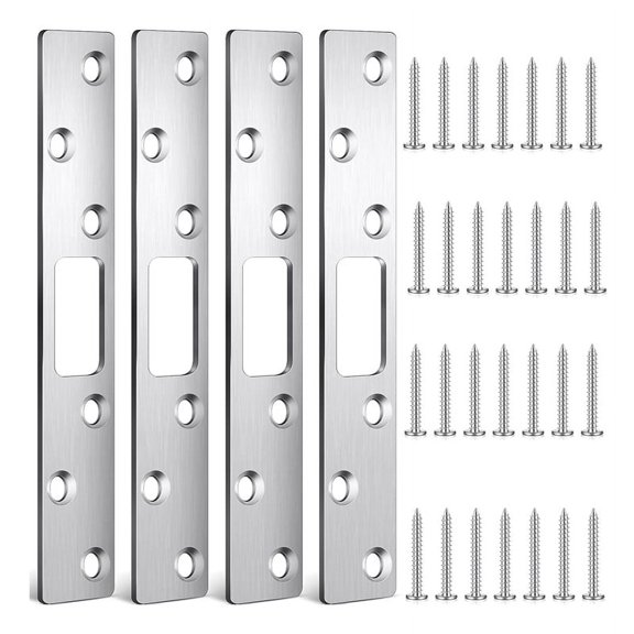 4 Pcs 6 Inch Door Strike Plate Security  Strike Stainless Steel Door Reinforcement Plate with Screws for Deadbolt