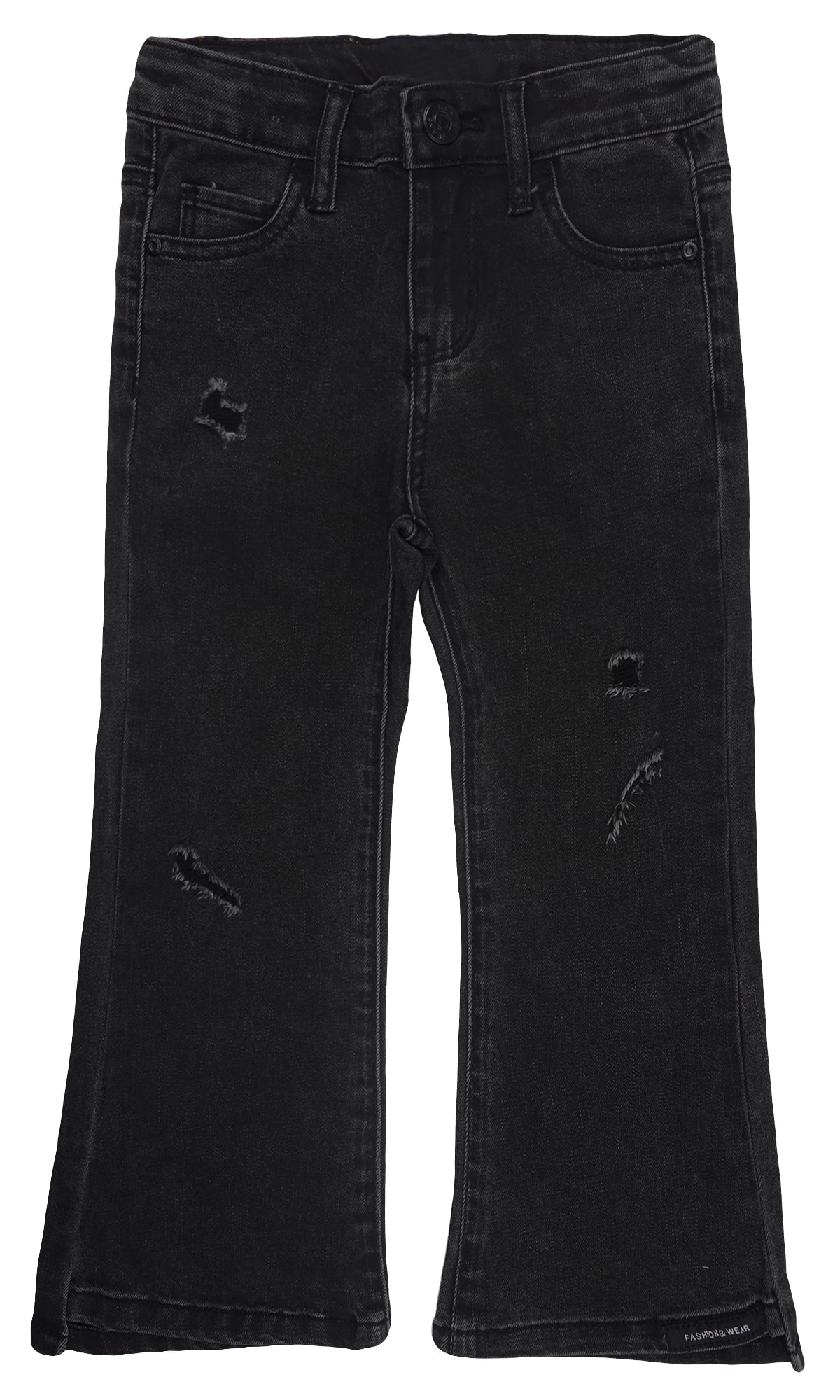 KIDSCOOL SPACE Little Girls Jeans,Ripped Holes Stretchy Bellbottom