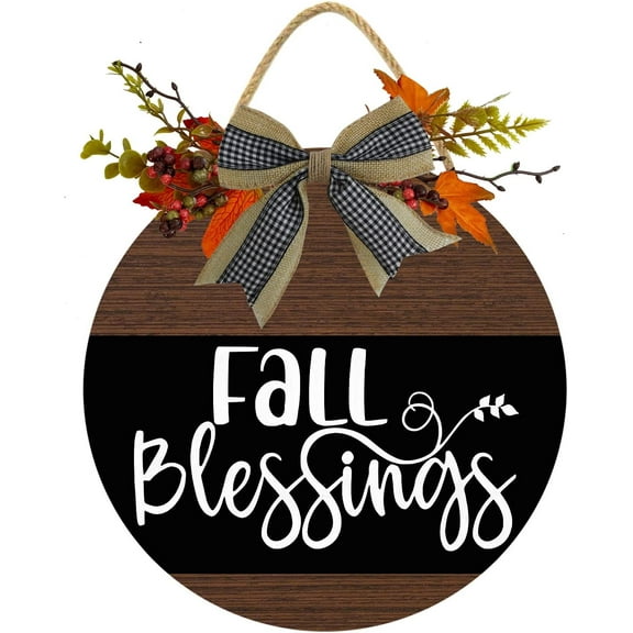 Eveokoki 12" Fall In Love Wood Sign Hanging Front Door Sign Fall Wooden Wall Art Sign Hanging Hello Fall Porch Sign Rustic Wood Decor for Thanksgiving Day Autumn Party Decor