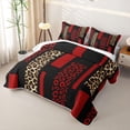 thumbnail image 3 of Erosebridal Leopard Printed Boys Girls Quilt King, Black Red Cheetah Print King Coverlet Set, 3 Pieces, 3 of 7