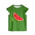 thumbnail image 3 of OYXSER Toddler Girls Outfits Fruit Print Short Sleeve T-Shirt Tops & Shorts Sets 2Pcs Clothes Set, Dark Green 4-5T, 3 of 5