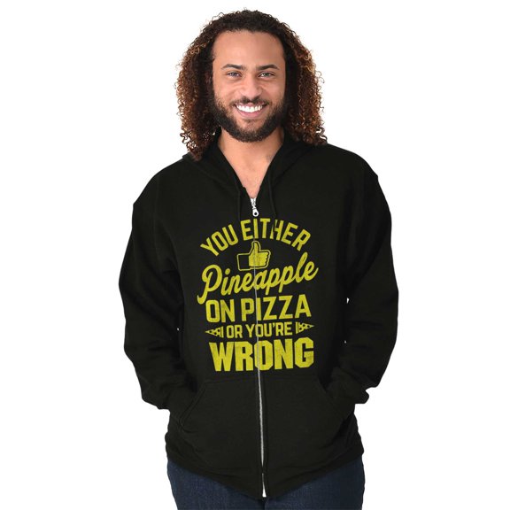 Like Pineapple Pizza Debate Opinion Zip Up Hoodie Men's Women's Brisco Brands S