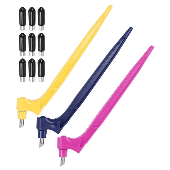 Uxcell 360 Degree Rotating Pen Cutter, 3 Pcs Craft Cutting Tool with Cutter Head, Yellow, Blue, Rose Red