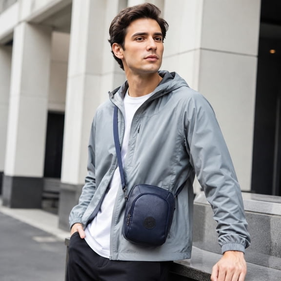 Small Crossbody Bag for Men, Faux Leather Messenger Bag Shoulder Purse for for Work Business Travel
