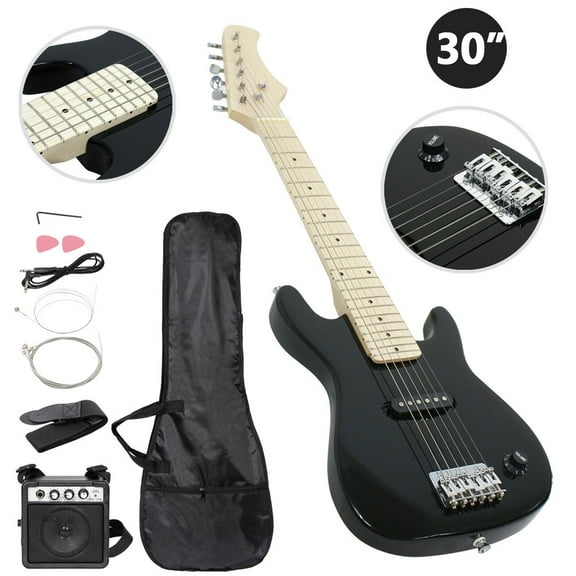 WSSYzyzf Kids Beginner 30 Inch Electric Guitar with Amp, Case, and Accessories Pack, Black Design for Young Musicians, Lightweight and Easy to Play, Includes Tutorial Materials