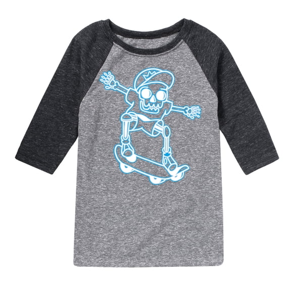 Instant Message - Skeletons Ride Skateboards Too - Toddler & Youth Raglan Graphic T-Shirt