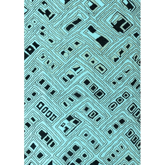 Ahgly Company Indoor Rectangle Solid Light Blue Modern Area Rugs, 8' x 12'