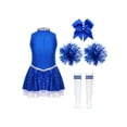 thumbnail image 4 of iiniim Girls Cheer Leader Sequin Sleeveless Cheerleading Pom Poms Uniform Dance Dress A Blue B 12, 4 of 7