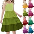 thumbnail image 1 of NJDVHB Robe d'Été pour Tout-Petit, Robe de Plage pour Fillette, Robe de Fête pour Fille, Robe d'Été Boho à Bretelles Décontractée Sans Manches à Étages Style Camisole pour Fillette, Rouge, 160, 1 of 5