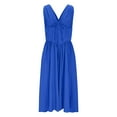 thumbnail image 2 of APEXFWDT Women's Open Back Boho Dress Crinkle Chiffon V-Neck Wedding Dress Sleeveless Beach Dresses for Party L,Blue, 2 of 6