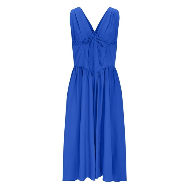 Vestido de Espalda Abierta para las Mujeres Cuello Sling Detalle de Encaje, Sólido Y Cuadrado Impresión Vestido sin Mangas Casual