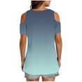 thumbnail image 6 of CHUMUD Womens Cold Shoulder Tops Gradient Color V Neck Short Sleeve Summer T Shirts Basic Tees, 6 of 7