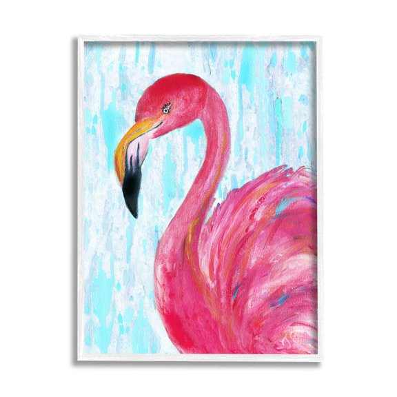 Stupell Industries Preened Glamorous Flamingo Shabby Bird Painting,11 x 14, Design by Jan Cole