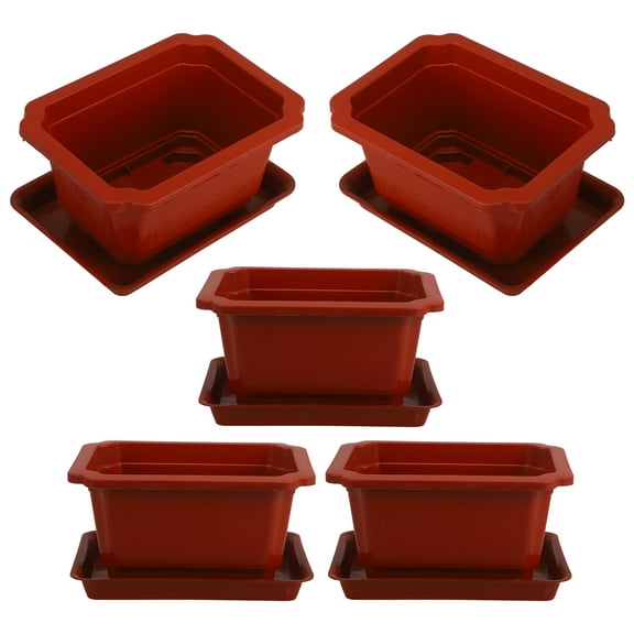 OUNONA  5 Sets Flowerpot Large Rectangular Bonsai Soil Practical Pots Tree Office