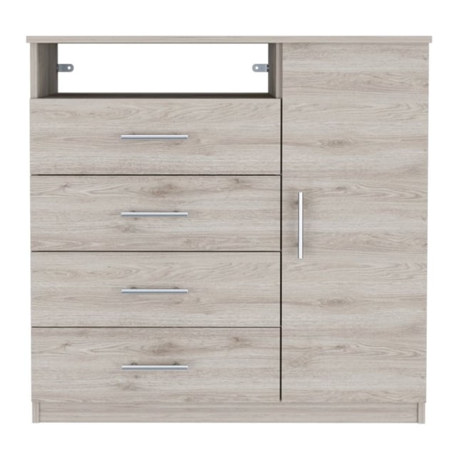 TUHOME Peru 4 Drawer Dresser - Light Gray Engineered Wood - For Bedroom