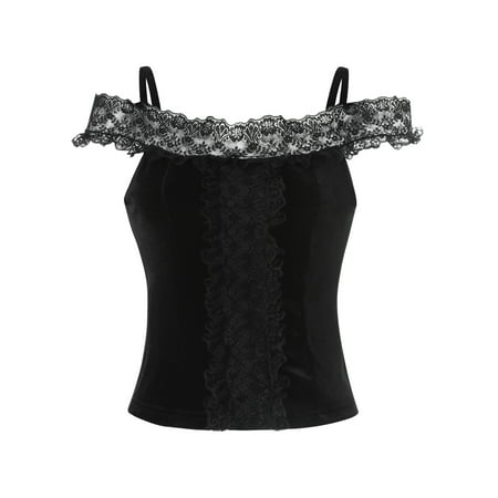 

Women Lace Camisole Square Neck Low Cut Lace Edge Camisole for Summer Spring