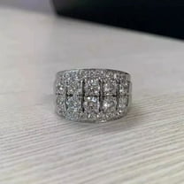 Ring Wedding Men's Cluster 14K White Gold Plated White Moissanite Round Cut 3 Ct