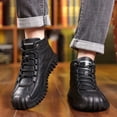thumbnail image 6 of Domuza Mens Winter Snow Boots, Vintage Style Leather Upper, Warm Plush Lined High Top, Slip Rubber Sole 8.5 (EU-42), 6 of 6