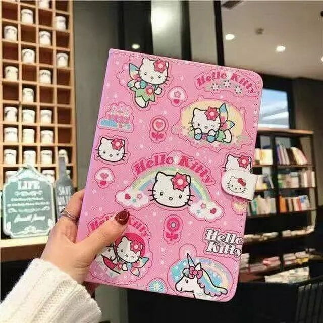 Y2K Hello Kitty Sanrios Pu Ipad Case for Ipad Pro9.7 2017 2018 Mini12345 All Inclusive Cover Anti-Fall Student Girlfriend Gift Gift Festivals