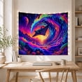 thumbnail image 5 of Manta Ray in a Cosmic Ocean Wave with Purple Planet and Sunset, Mystical Psychedelic for Ocean Lovers, Fantasy Wall Art Decor, Halloween Gift Tapestry Wall Hanging for Bedroom and Dorm, 5 of 7