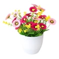 thumbnail image 3 of 7" Artificial Potted Daisy Chrysanthemum - Red Pink 21-Head Fake Flowers with Pot, UV Resistant Faux Plants for Home, Office, Desk & Outdoor Decor, 3 of 10