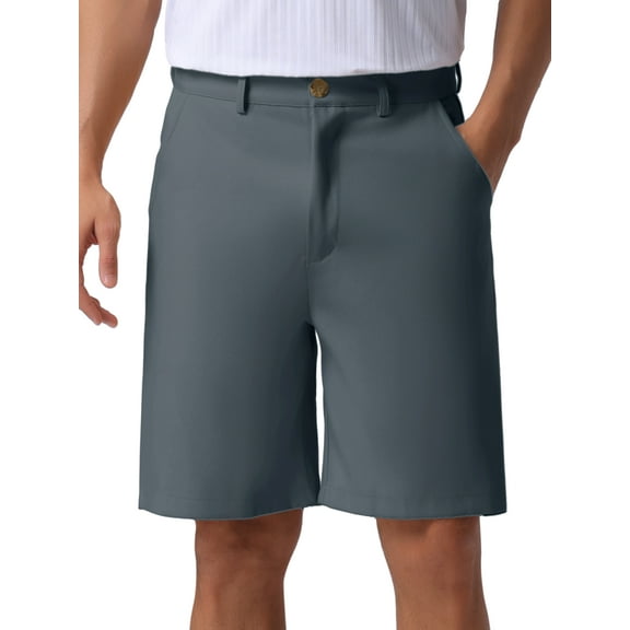 INSPIRE CHIC Men's Summer Solid Color Lightweight Mid-Rise Classic Chino Shorts 30 Gray