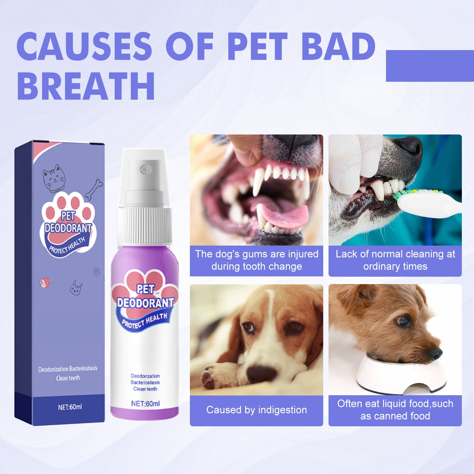 Alvantor Mint Flavor Dog Breath Freshener Spray for Pets with Tartar Control - 2.02 fl oz