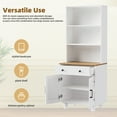 thumbnail image 6 of PORKISS Kitchen Pantry Storage Cabinet, Tall Kitchen Hutch Cabinet with 2 Doors and 3 Shelves, Modern Farmhouse Pantry Storage with Adjustable Shelf, Drawer for Living Room, Dining Room, White, 6 of 10