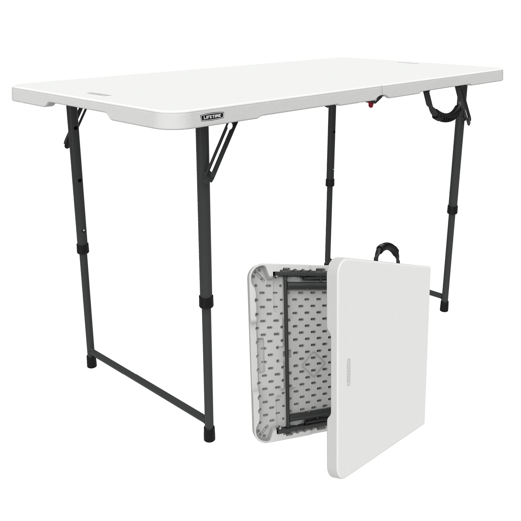 Lifetime 4-Foot Fold-in-Half Adjustable Height Table, White photo 1