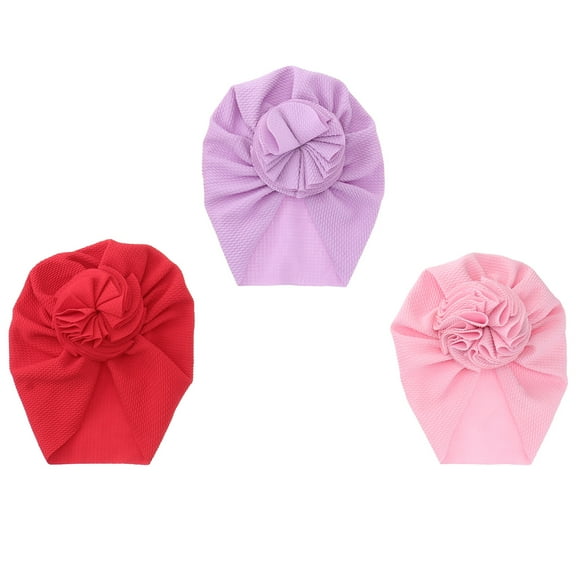 Hemoton 3pcs Elastic Turban Cotton Headscarf Stretch Head Wrap Chemotherapy Caps for Women Lady (Light Purple Red Bean Paste Red Wine)