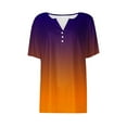 thumbnail image 4 of Blczomt Summer Tops for Women 2025 Short Sleeve V Neck Casual Shirts Orange Gradient Trendy T Shirts for Women, 4 of 5