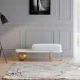 thumbnail image 3 of Homary Entryway Bench White & Gold Wooden Entryway Bench Boucle Upholstered with Abstract Metal Legs, 3 of 15