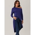 thumbnail image 3 of DARING DIVA One Shoulder High Low Irregular Hem Top S Navy Blue, 3 of 5