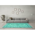 thumbnail image 3 of Ahgly Company Machine Washable Indoor Rectangle Medallion Turquoise Blue Traditional Area Rugs, 2' x 3', 3 of 4