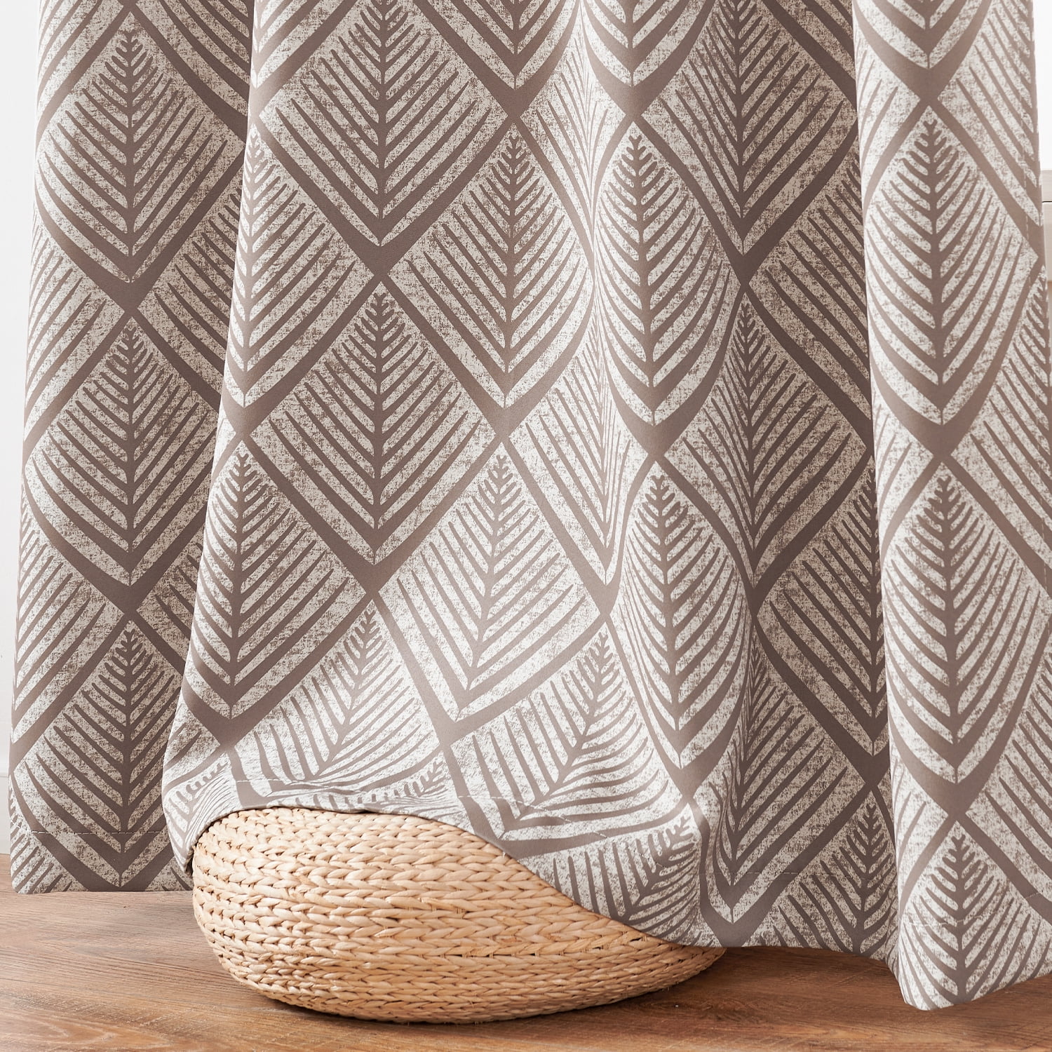 Curtainking Blackout Curtains for Living Room Bedroom 84 inch Brown Window Curtains Geometric Pattern Darkening Thermal Grommet Curtains set of 2