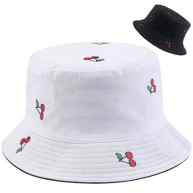 XYIYI Lindo sombrero de cubo para playa, sombreros de pescador para mujer, reversible de doble cara