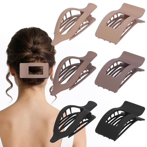 6 PCS Flat Hair Clips for Women Girls, French Flat Claw Clips for Think Hair Thin Hair with Strong Hold, Non-Slip, Matte Classic Barrettes for All Hair Styling
